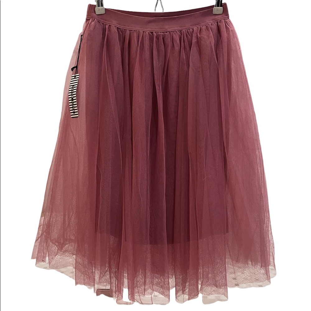 Haute Monde tulle mesh maxi skit in dusty rose